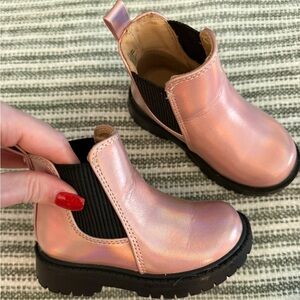 Pink Metallic Ankle Boots for Kids